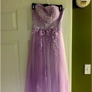Beautiful lilac long length formal dress, crisscross open back. Only worn once!!